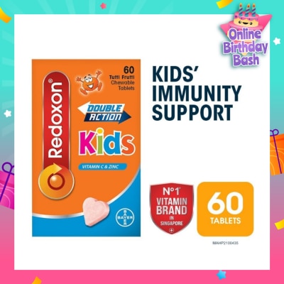 REDOXON Double Action Kids 6 Years+ Vitamin C & Zinc Chewable Tablet (For Immune Support) 60s