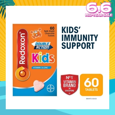 REDOXON Double Action Kids 6 Years+ Vitamin C & Zinc Chewable Tablet (For Immune Support) 60s