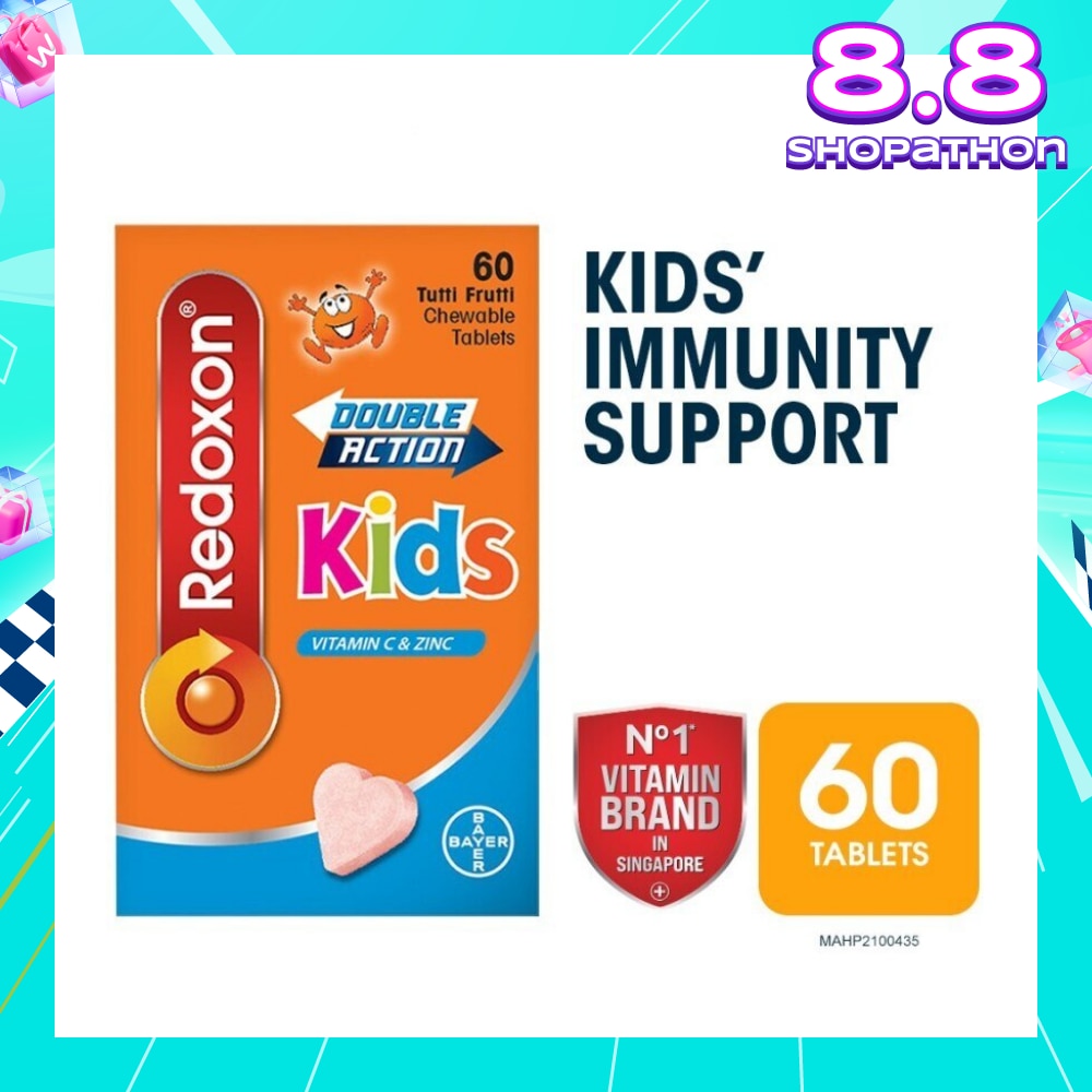 Double Action Kids 6 Years+ Vitamin C & Zinc Chewable Tablet (For Immune Support) 60s