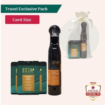 ESTA [XMAS GIFT] Travel Exclusive Card Bundle Packset consists Card Sized Hand Sanitiser 30ml x 3s + Surface Disinfectant Spray 80ml