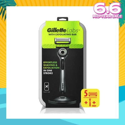 GILLETTE Labs Razor Blade with Exfoliating Bar Cartridge 5s + Handle 1s + Travel Case 1s