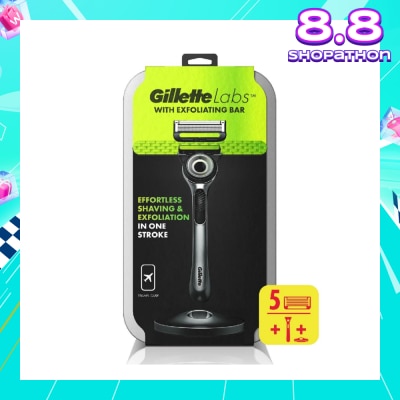 GILLETTE Labs Razor Blade with Exfoliating Bar Cartridge 5s + Handle 1s + Travel Case 1s