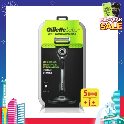 GILLETTE Labs Razor Blade with Exfoliating Bar Cartridge 5s + Handle 1s + Travel Case 1s
