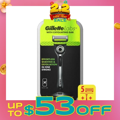 GILLETTE Labs Razor Blade with Exfoliating Bar Cartridge 5s + Handle 1s + Travel Case 1s