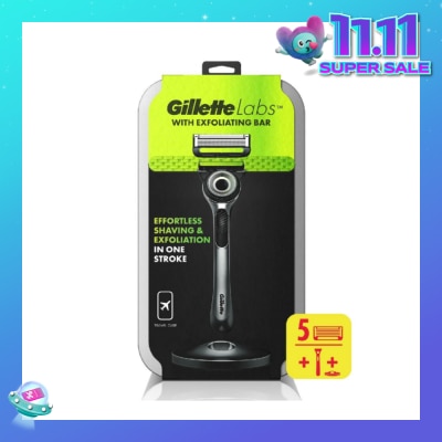GILLETTE Labs Razor Blade with Exfoliating Bar Cartridge 5s + Handle 1s + Travel Case 1s