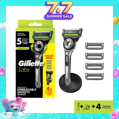 GILLETTE - Labs Enbeatably Smooth Razor Blade with Cartridge 4s + Handle 1s + Magnetic Hook 1s