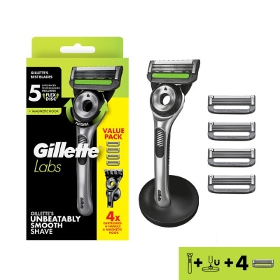 GILLETTE - Labs Enbeatably Smooth Razor Blade with Cartridge 4s + Handle 1s + Magnetic Hook 1s