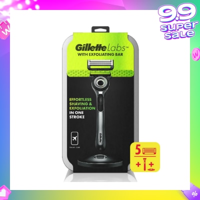 GILLETTE Labs Razor Blade with Exfoliating Bar Cartridge 5s + Handle 1s + Travel Case 1s