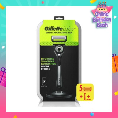 GILLETTE Labs Razor Blade with Exfoliating Bar Cartridge 5s + Handle 1s + Travel Case 1s