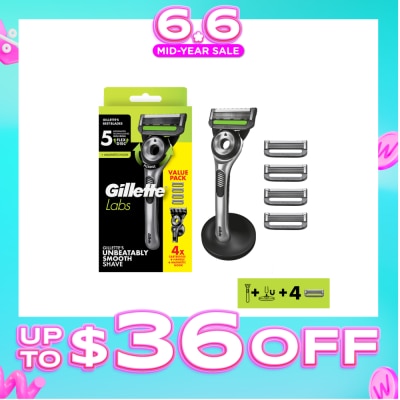 GILLETTE - Labs Enbeatably Smooth Razor Blade with Cartridge 4s + Handle 1s + Magnetic Hook 1s