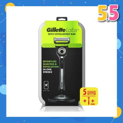 GILLETTE Labs Razor Blade with Exfoliating Bar Cartridge 5s + Handle 1s + Travel Case 1s