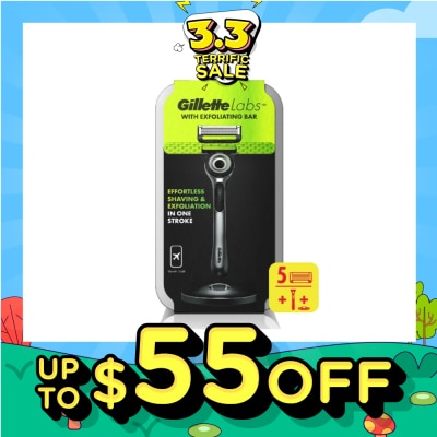 GILLETTE Labs Razor Blade with Exfoliating Bar Cartridge 5s + Handle 1s + Travel Case 1s