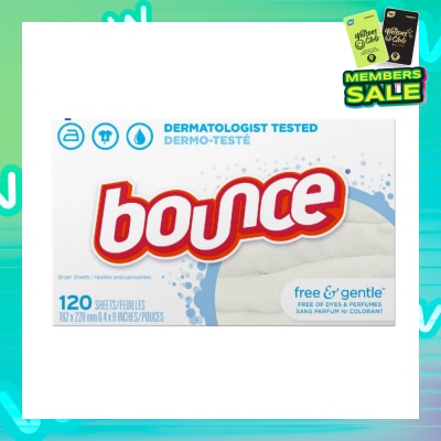BOUNCE Bounce Free & Gentle Fabric Softener Dryer Sheets 120s
