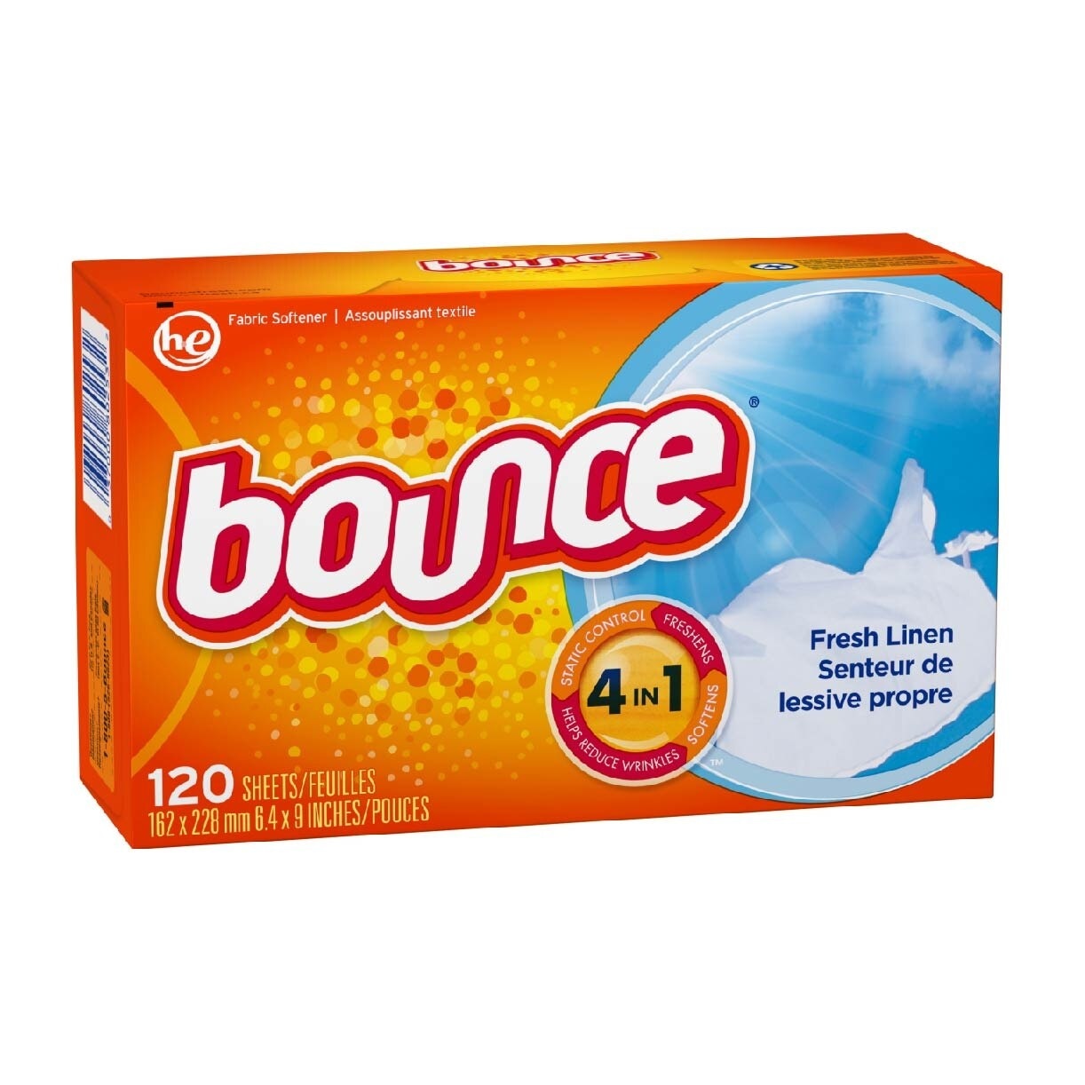 Bounce Free & Gentle Fresh Linen Fabric Softener Dryer Sheets 120s