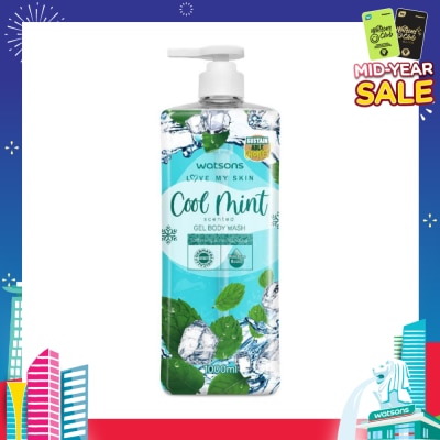 WATSONS Cool Mint Scented Gel Body Wash (Softening And Moisturising, Dermatologically Tested) 1000ml