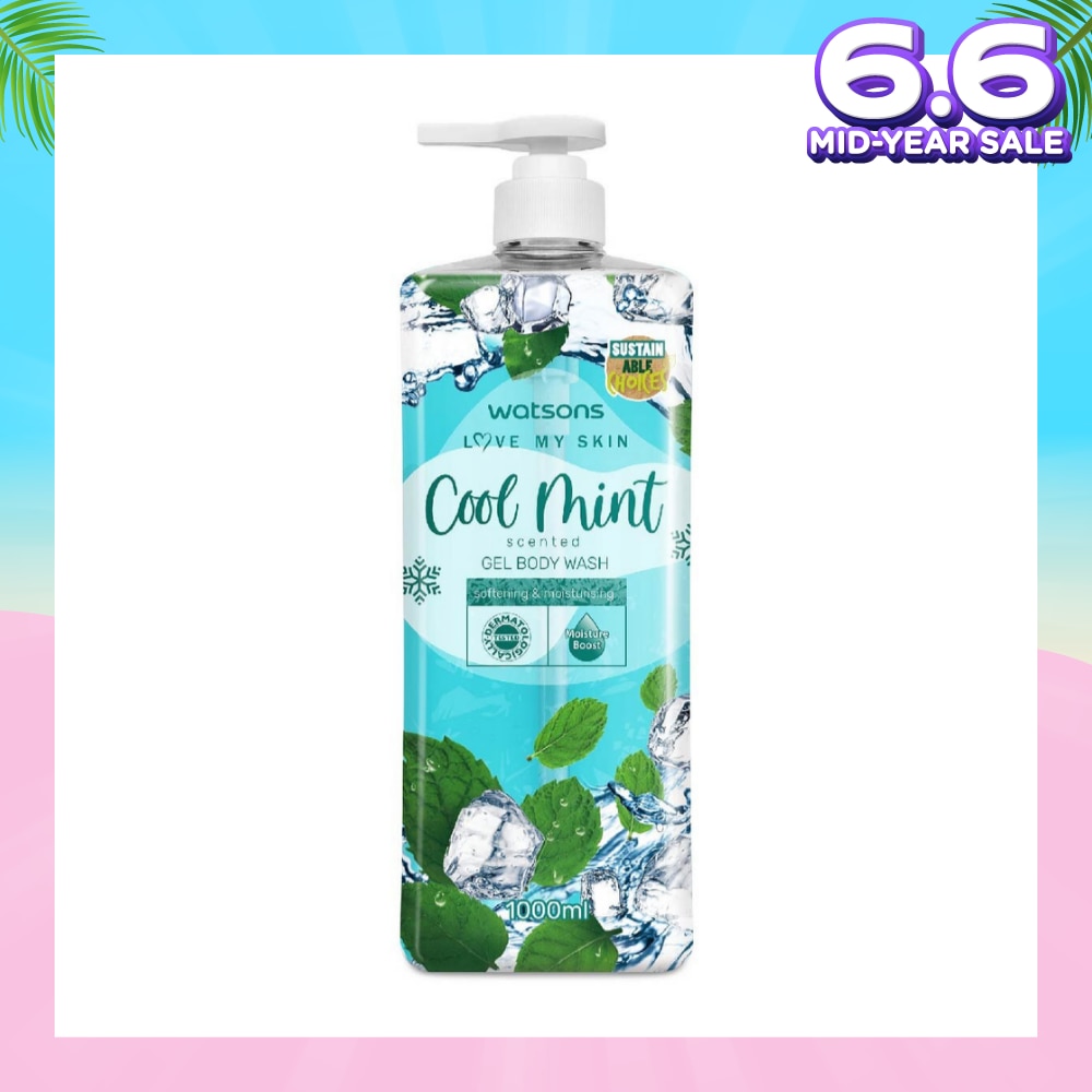 Cool Mint Scented Gel Body Wash (Softening And Moisturising, Dermatologically Tested) 1000ml