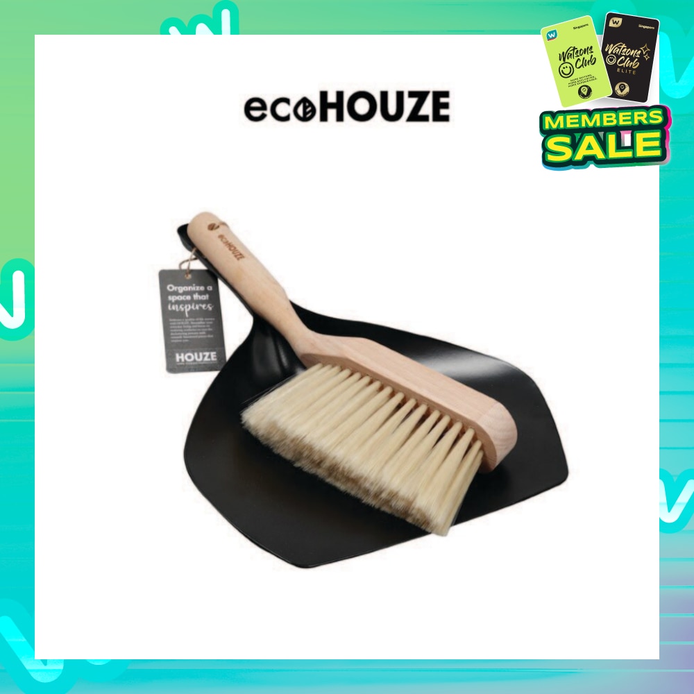 Wood and Metal Brush & Dustpan Set Black 1s