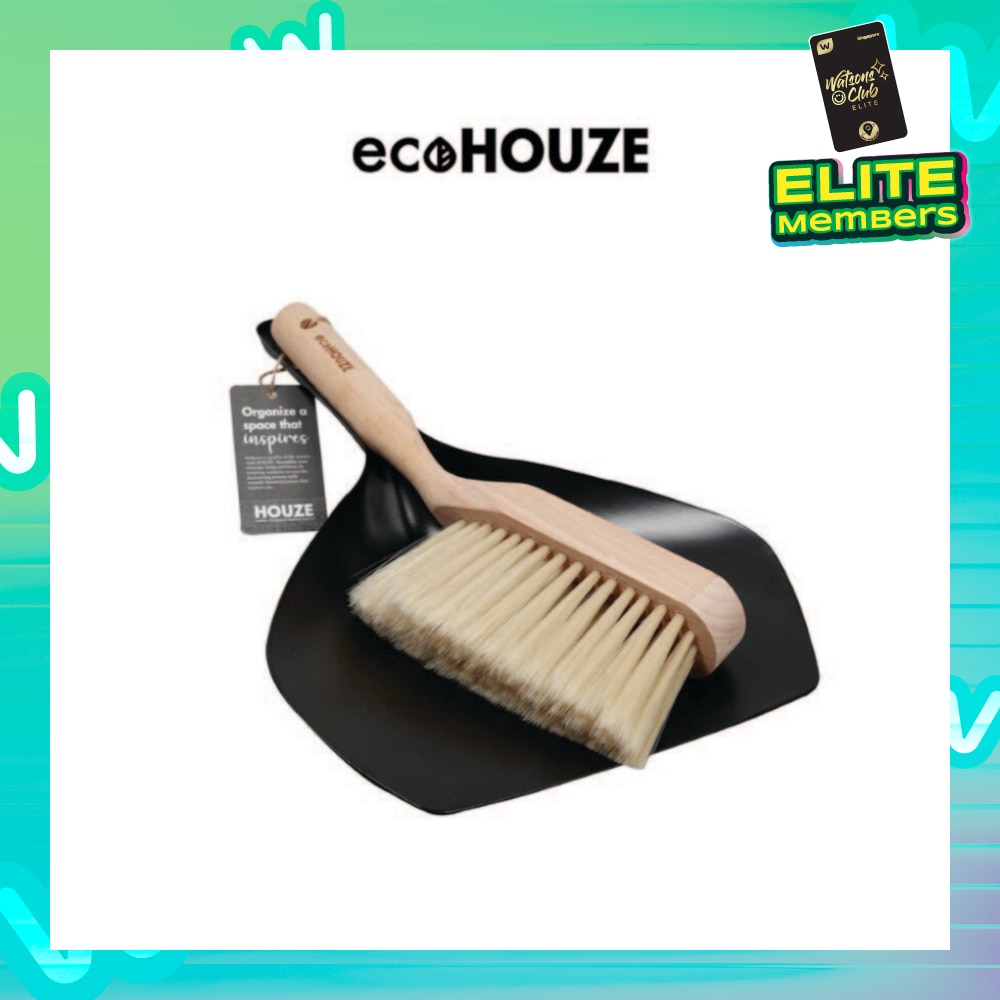 Wood and Metal Brush & Dustpan Set Black 1s