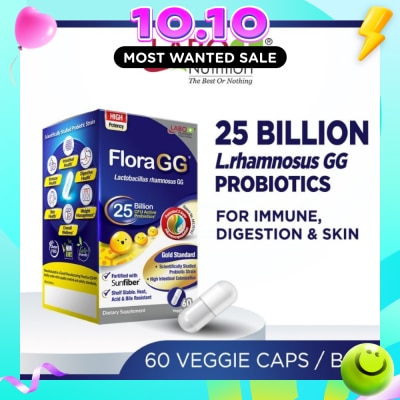 LABO NUTRITION FloraGG Probiotics with 25 billion L.rhamnosus & Fiber Capsules (Immunity, Digestion, Gut Health & Bowel Movement) 60s image