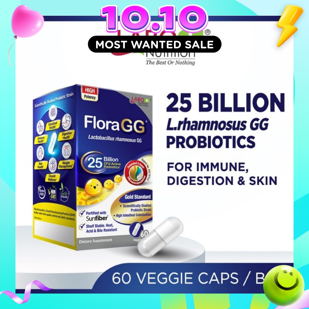 FloraGG Probiotics with 25 billion L.rhamnosus & Fiber Capsules (Immunity, Digestion, Gut Health & Bowel Movement) 60s image