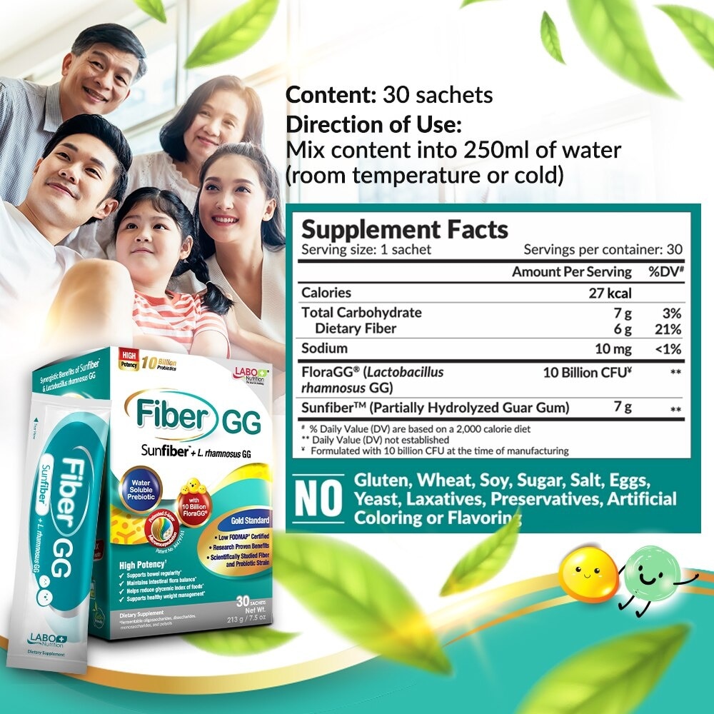 Fibergg Dietary Supplement Sachet (For Digestion, Bowel Regularity, Immune, Recovery, Gut & Skin Health, For Diarrhea And Constipation) 30s