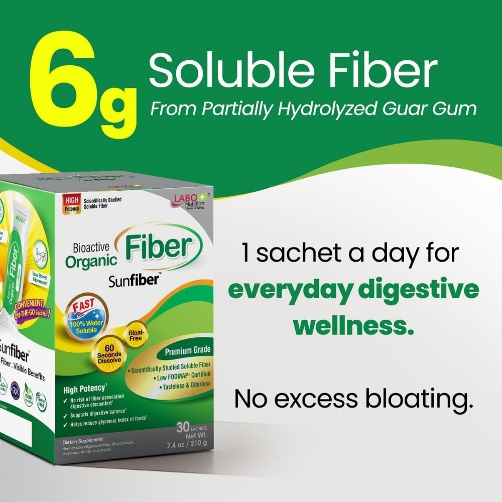 Bioactive Organic Fiber Bloat-Free Prebiotic Digestive Support Sachets (Digestion, Bowel Regularity, Gut Health, Weight, Slimming, Diarrhea and Constipation) 30s