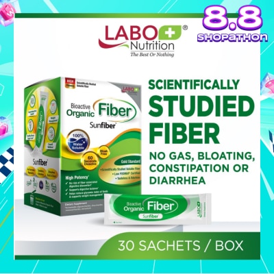 LABO NUTRITION Bioactive Organic Fiber Dietary Supplement Sachet (For Digestion, Bowel Regularity, Gut Health, Diarrhea And Constipation) 30s