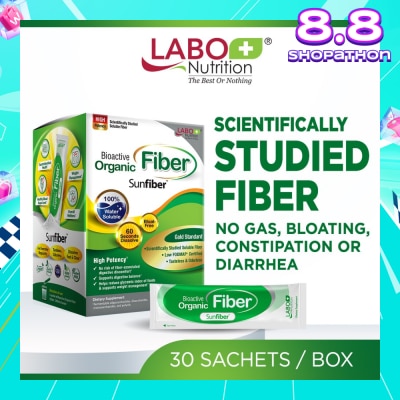 LABO NUTRITION Bioactive Organic Fiber Dietary Supplement Sachet (For Digestion, Bowel Regularity, Gut Health, Diarrhea And Constipation) 30s