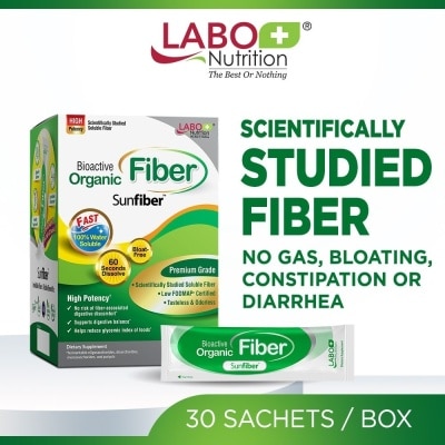 LABO NUTRITION - Bioactive Organic Fiber Bloat-Free Prebiotic Digestive Support Sachets (Digestion, Bowel Regularity, Gut Health, Weight, Slimming, Diarrhea and Constipation) 30s