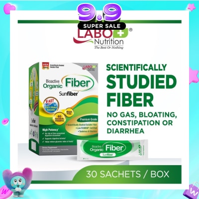 LABO NUTRITION - Bioactive Organic Fiber Bloat-Free Prebiotic Digestive Support Sachets (Digestion, Bowel Regularity, Gut Health, Weight, Slimming, Diarrhea and Constipation) 30s image