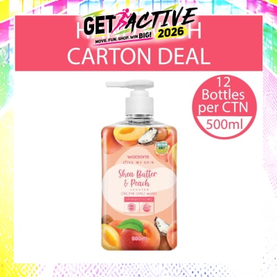 WATSONS - Shea Butter & Peach Scented Cream Hand Wash (Softening & Moisturising, Dermatologically Tested) 500ml X 12 Bottles Per Carton image