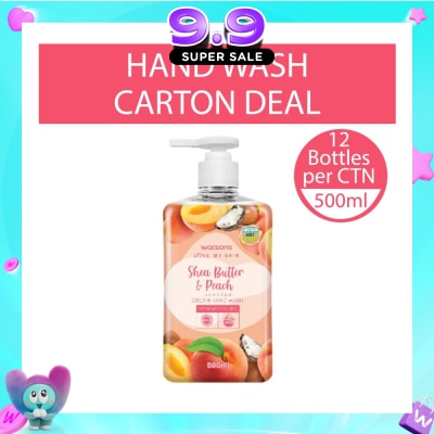 WATSONS - Shea Butter & Peach Scented Cream Hand Wash (Softening & Moisturising, Dermatologically Tested) 500ml X 12 Bottles Per Carton image