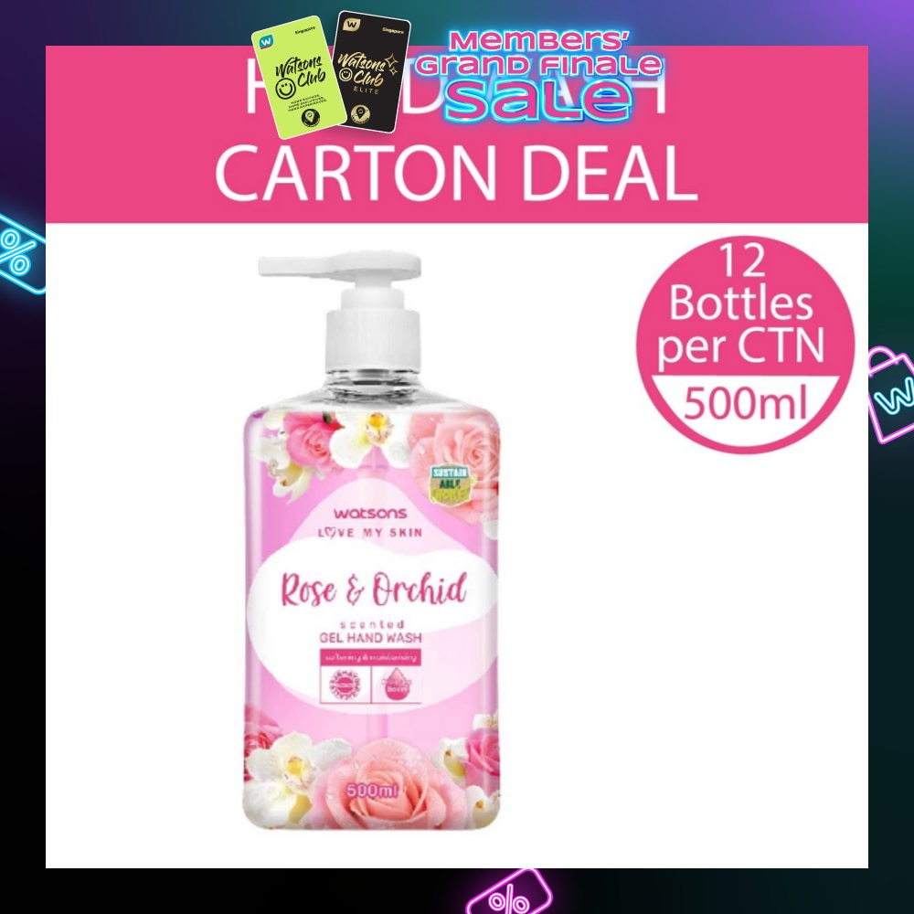 Rose & Orchid Scented Gel Hand Wash (Softening & Moisturising, Dermatologically Tested) 500ml X 12 Bottles Per Carton