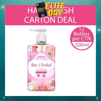 WATSONS - Rose & Orchid Scented Gel Hand Wash (Softening & Moisturising, Dermatologically Tested) 500ml X 12 Bottles Per Carton