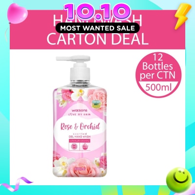 WATSONS Rose & Orchid Scented Gel Hand Wash (Softening & Moisturising, Dermatologically Tested) 500ml X 12 Bottles Per Carton image