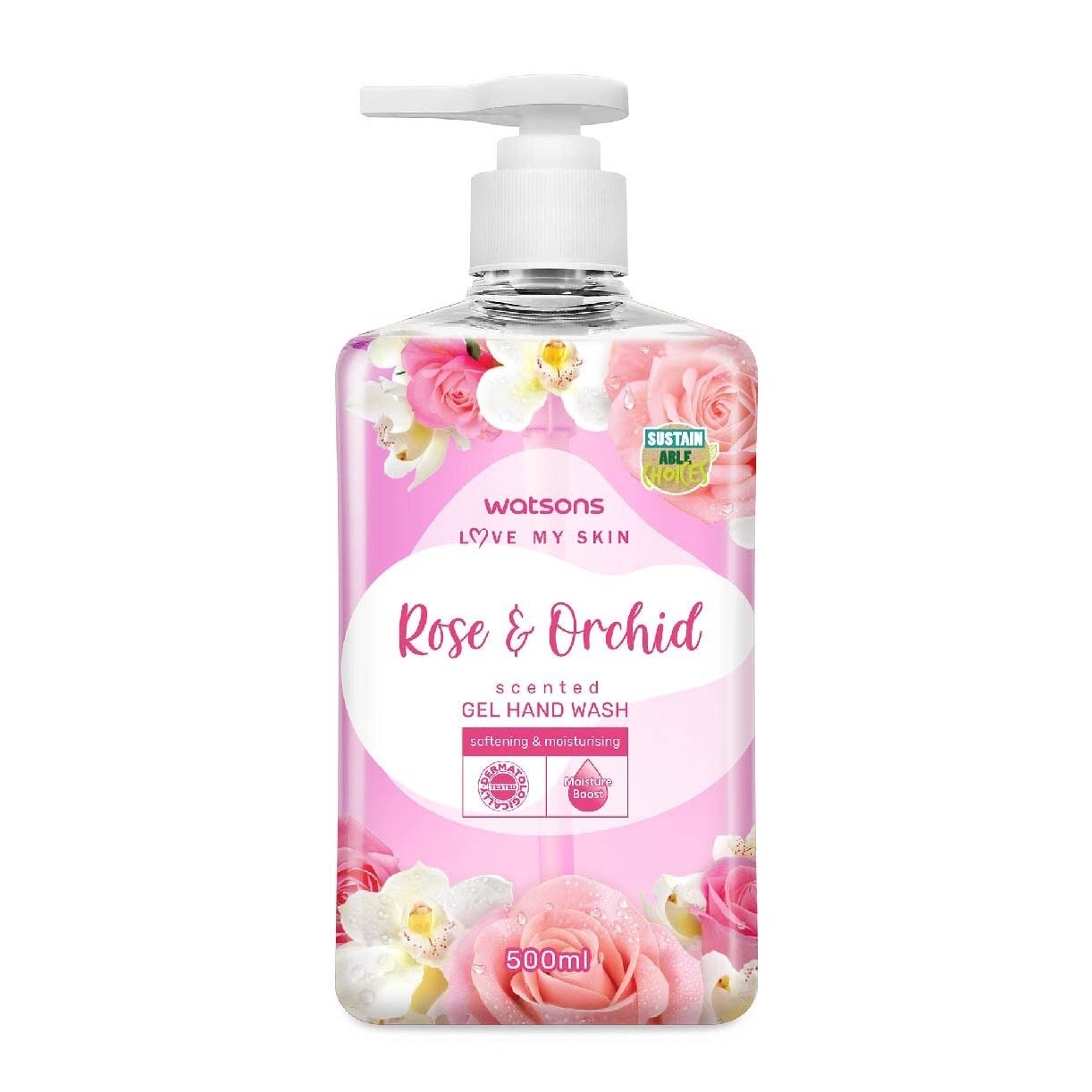 Rose & Orchid Scented Gel Hand Wash (Softening & Moisturising, Dermatologically Tested) 500ml X 12 Bottles Per Carton