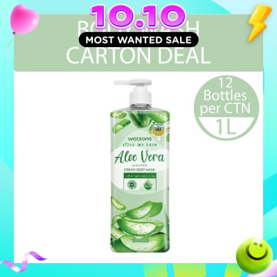 WATSONS Aloe Vera Scented Cream Body Wash (Softening & Moisturising, Dermatologically Tested) 1000ml X 12 Bottles Per Carton image