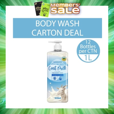 WATSONS - Goat Milk Scented Cream Body Wash (Softening And Moisturising, Dermatologically Tested) 1000ml X 12 Bottles Per Carton