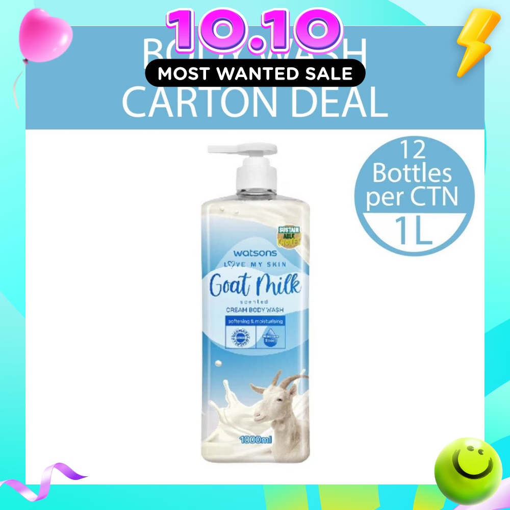 Goat Milk Scented Cream Body Wash (Softening And Moisturising, Dermatologically Tested) 1000ml X 12 Bottles Per Carton image