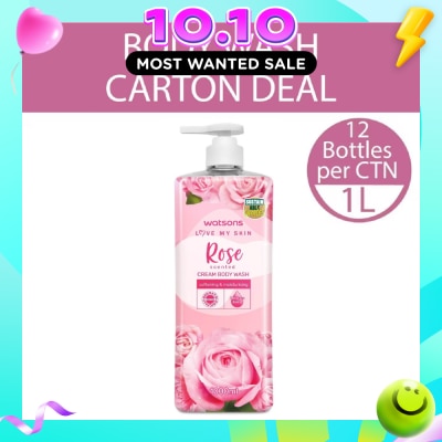 WATSONS Rose Scented Cream Body Wash (Softening And Moisturising, Dermatologically Tested) 1000ml X 12 Bottles Per Carton image