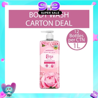WATSONS - Rose Scented Cream Body Wash (Softening And Moisturising, Dermatologically Tested) 1000ml X 12 Bottles Per Carton image