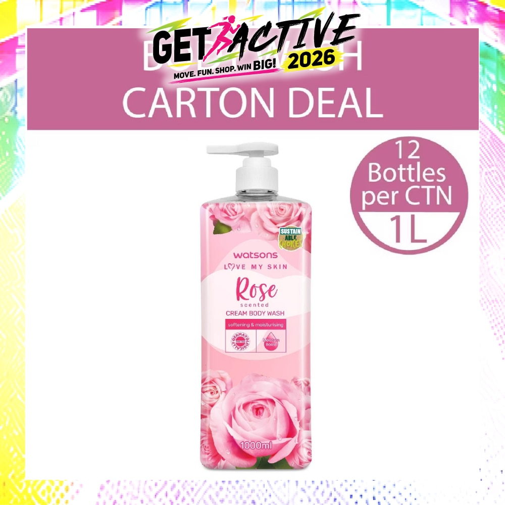Rose Scented Cream Body Wash (Softening And Moisturising, Dermatologically Tested) 1000ml X 12 Bottles Per Carton image