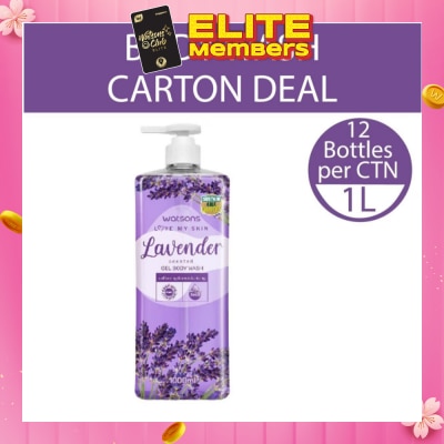 WATSONS Lavender Scented Gel Body Wash (Softening And Moisturising, Dermatologically Tested) 1000ml X 12 Bottles Per Carton