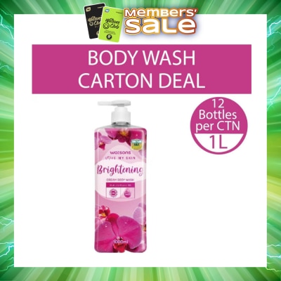 WATSONS - Brightening Cream Body Wash (Orchid And Vitamin B3, Dermatologically Tested) 1000ml X 12 Bottles Per Carton (Expiry: Dec`2026)