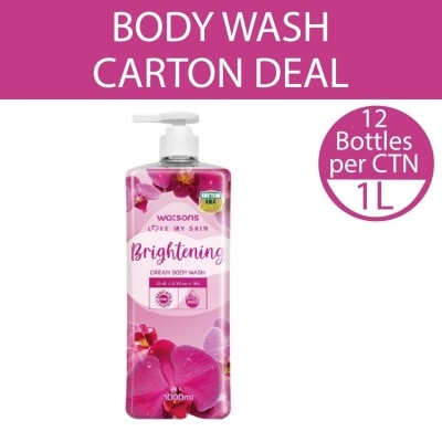 WATSONS Brightening Cream Body Wash (Orchid And Vitamin B3, Dermatologically Tested) 1000ml X 12 Bottles Per Carton