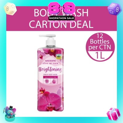 WATSONS - Brightening Cream Body Wash (Orchid And Vitamin B3, Dermatologically Tested) 1000ml X 12 Bottles Per Carton
