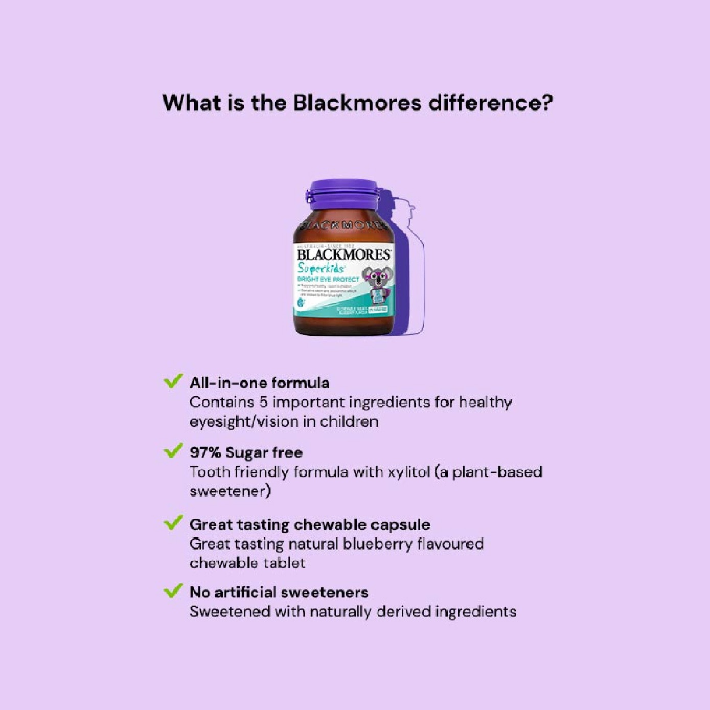 Superkids Bright Eye Protect Chewable Blueberry Tablets 60s