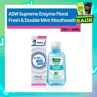 DARLIE ASW Supreme Dental Travel Size Packset consists All Shiny White Supreme Enzyme Floral Fresh Toothpaste 25g + Double Mint Mouthwash 50ml
