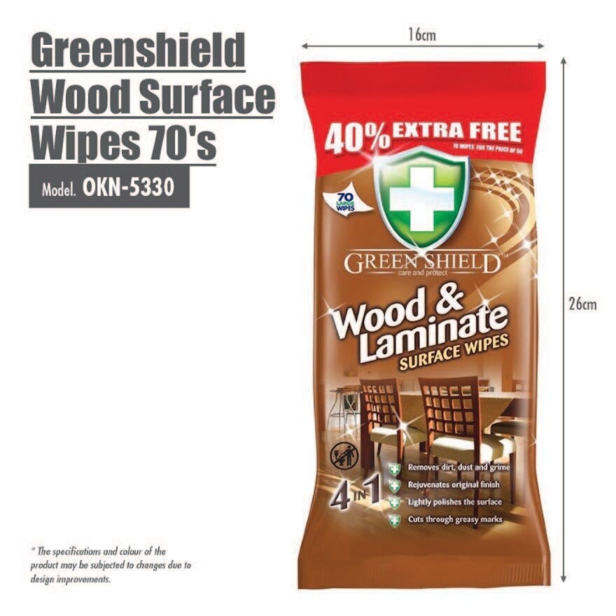 Greenshield Wood Surface Wet Wipes 70s