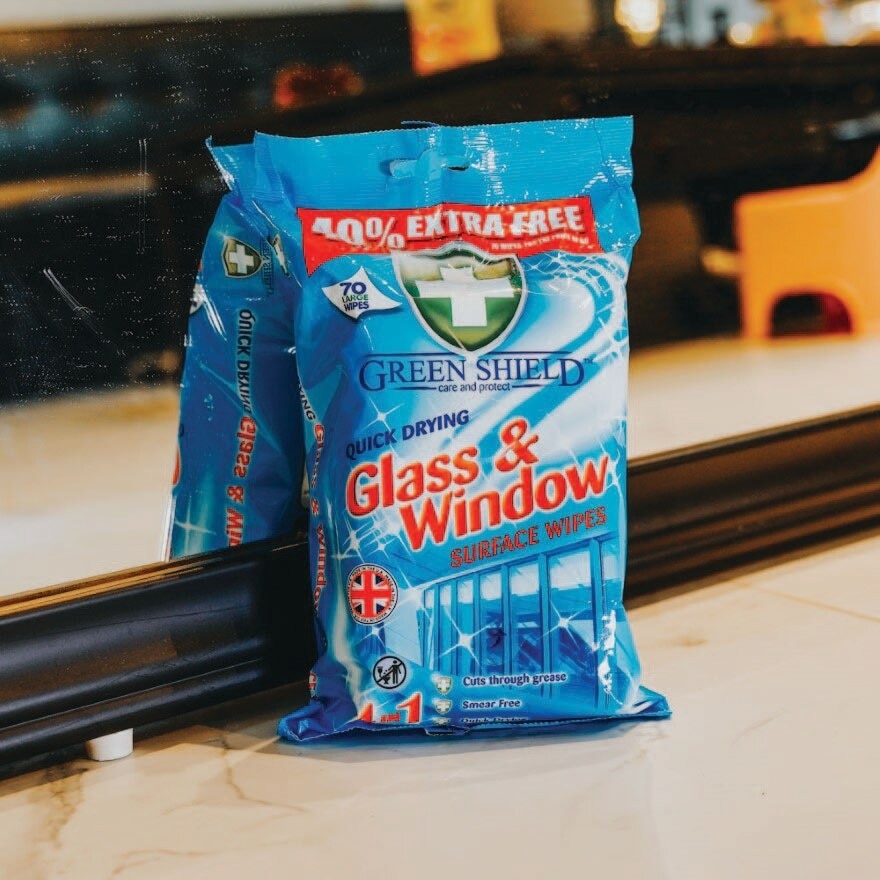 Greenshield Glass & Window Wet Wipes 70s